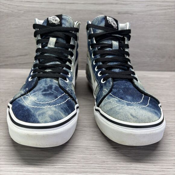 Vans Sk8 Hi Denim Shoes Sneakers Blue White Size Men 8.5 Women 10 High Top Skate - Picture 2 of 12